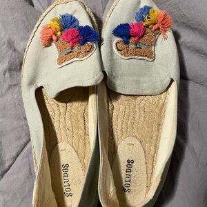 Soludos Light Gray Espadrilles with Colorful Tassels